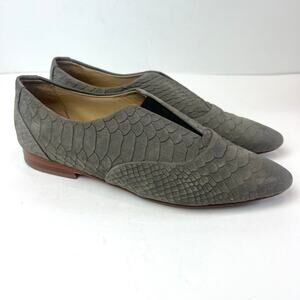 Poppy Barley The 365 Slip-On Leather Loafers Flat Shoes Pointed Toe Gray Sz 7